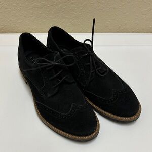 Ecco Womens Sartorelle 25 Black Suede Wingtip Lace-Up Oxford Shoes Size 7